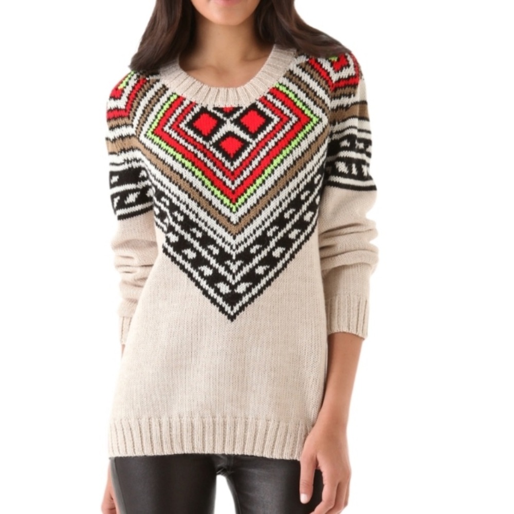 Mara Hoffman Intarsia Wool Blend Oversized Sweater Size S